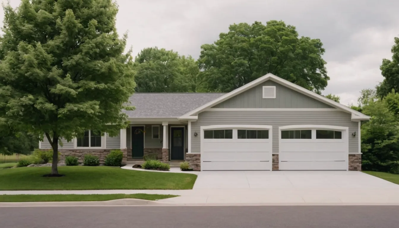 A ranch-style home with a garage door near Cincinnati